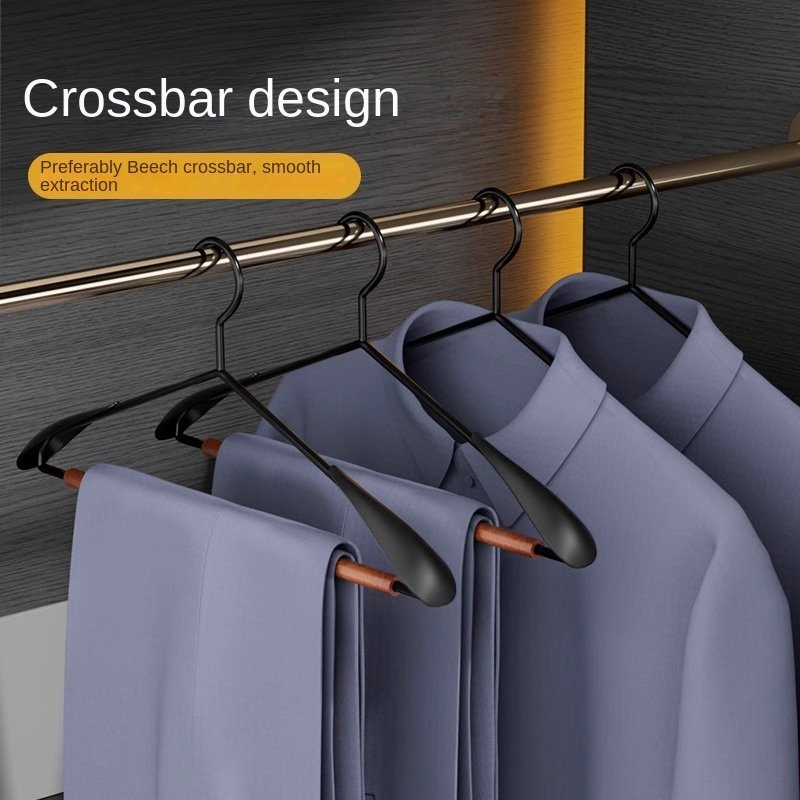 Multifunctional Lightweight Luxury Iron and Wood Hanger with Wide Shoulders