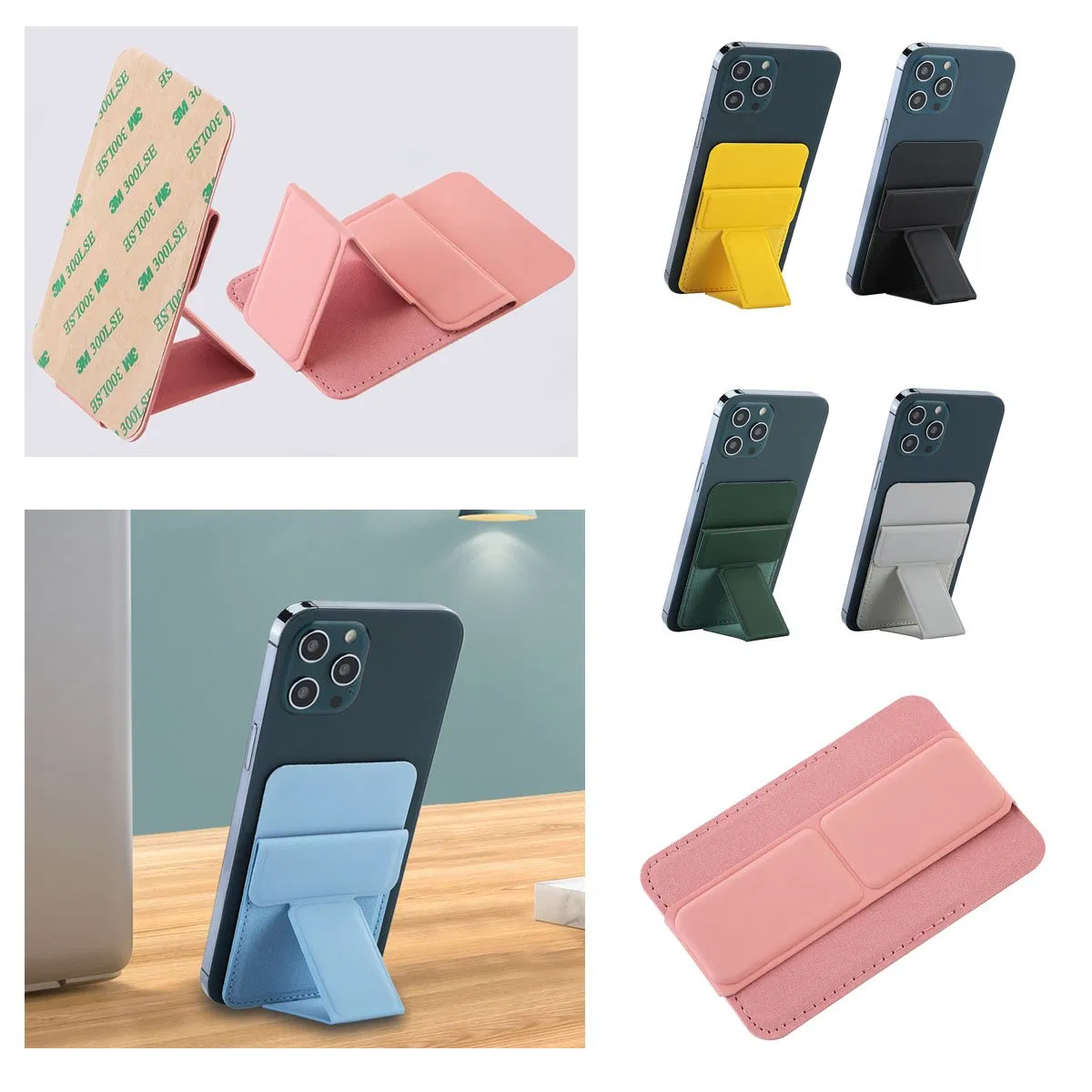 PU Holder Bracket with Stand Compatible with Self-Adhesive with All Smartphones
