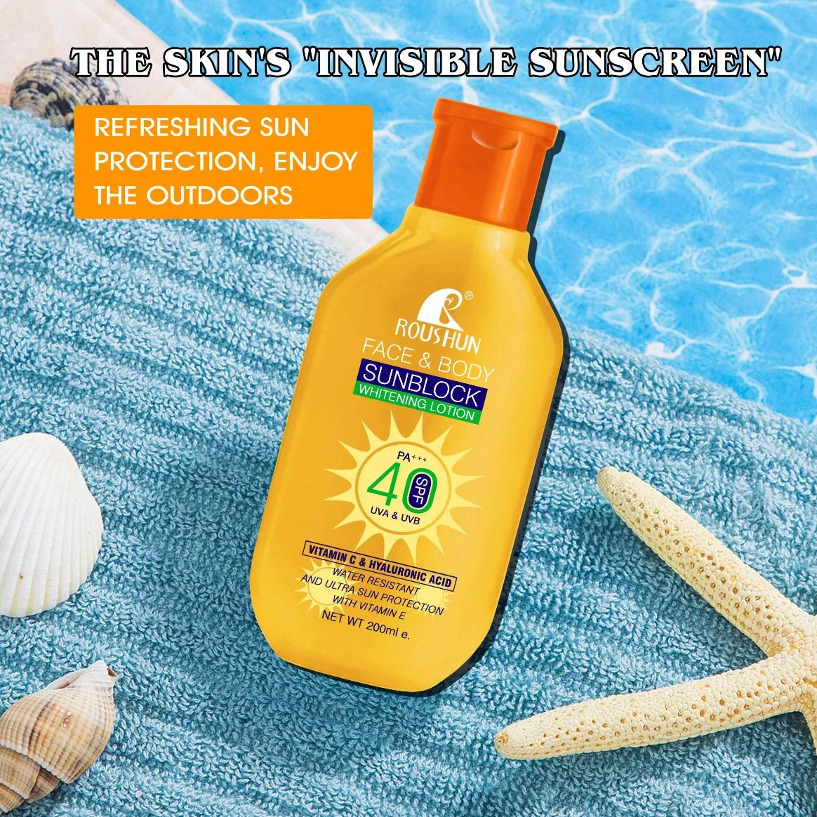 Roushun SPF 40 Sunscreen Face & Body Whitening Lotion Water Resistant