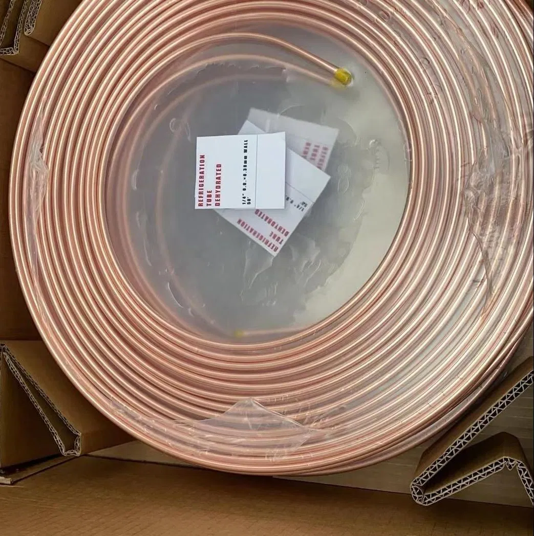 Copper Tube Coil C11000 C12000 C12200 Small Large Diameter Round Square Rectangular Oval AC Copper Pipe for Air Conditioner Refrigerator Brass Pipe