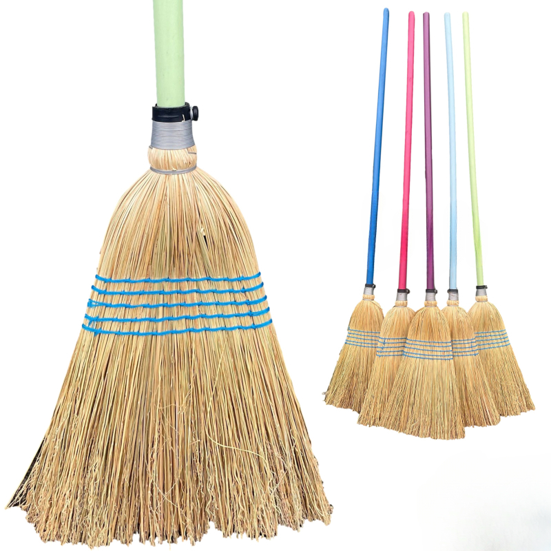Promotional Factory Price Traditional Yard Straw Garden Broom Long Handled Sweeping Brushes