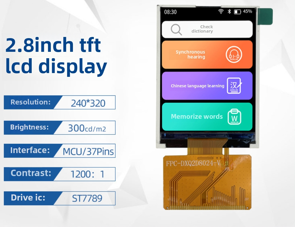 Whosale 240*320DOT 2.8inch IPS Display TFT LCD with MCU Interface
