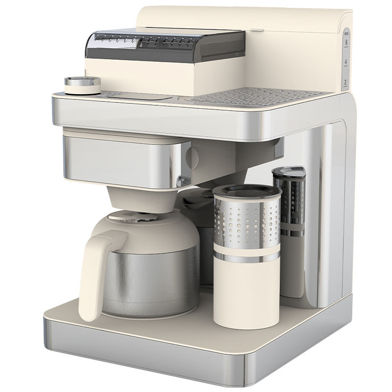 Home Automatic Professional Stainless Steel Electric Drip Coffee Maker with Milk Frother