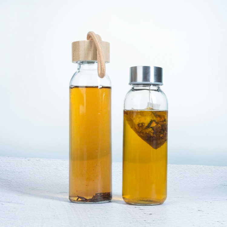 Popular 350ml 500ml 16oz 700ml 1L Transparent High Borosilicate Glass Water Bottle with Stainless Steel Lid