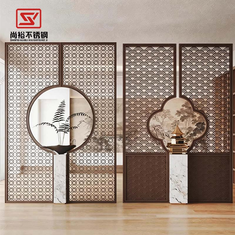 Chinese Style Modern Interior Stainless Steel Room Divider Hotel Screen Partition