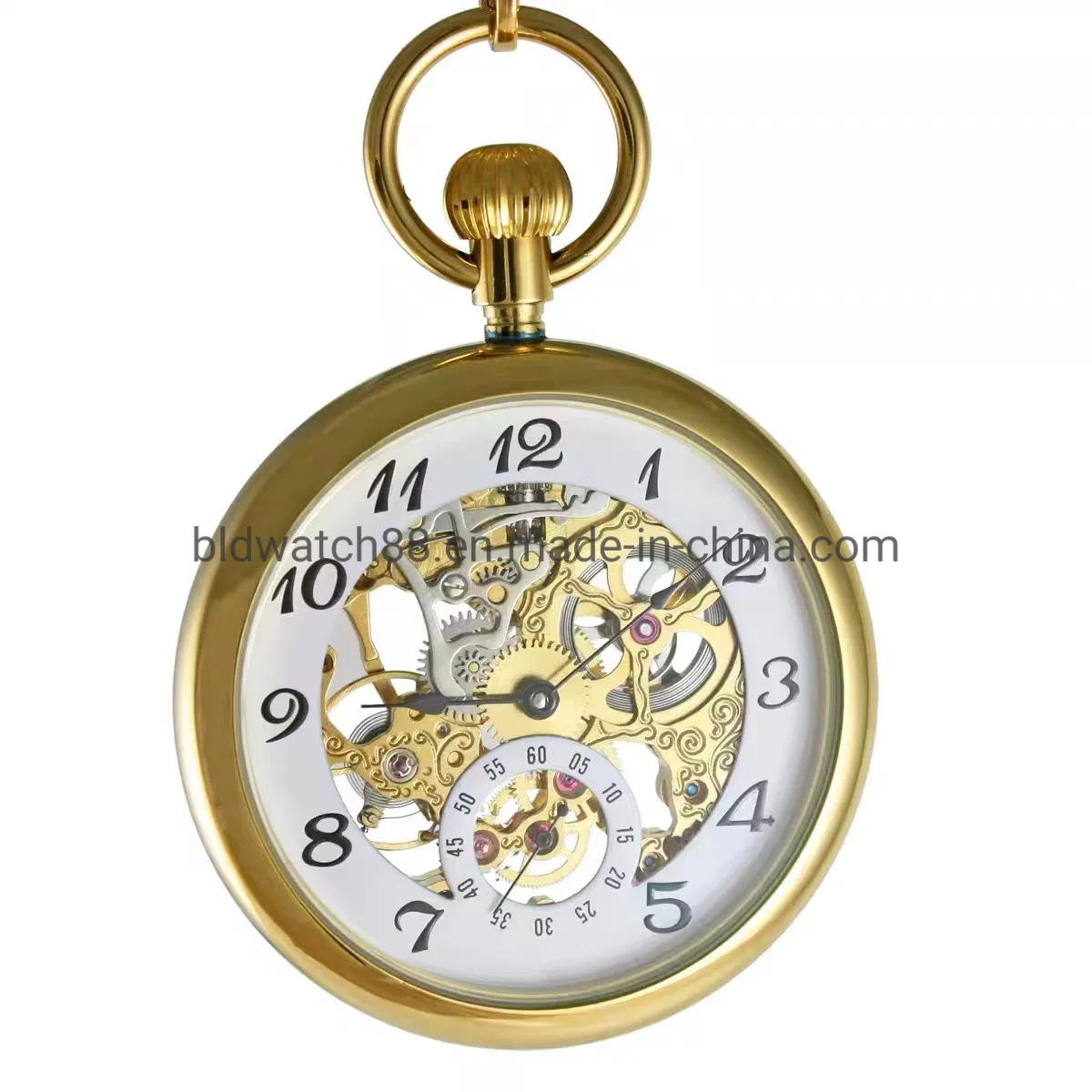 Customized Mens Quartz Slim Stainless Steel Plain Pocket Watches with Chain
