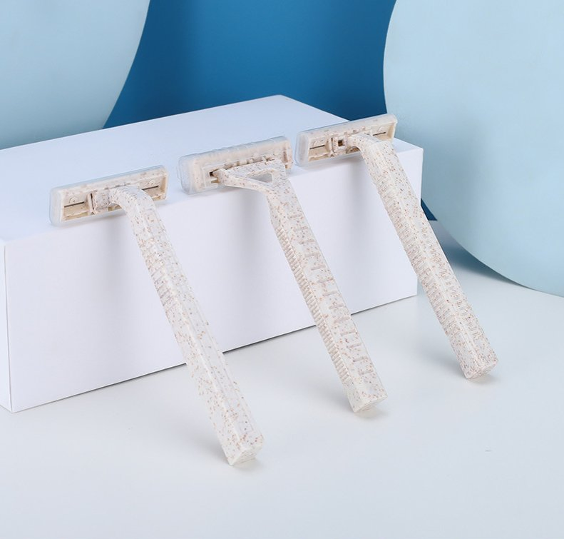 Customized Environmentally Friendly and Biodegradable Wheat Straw Hotel Disposable Shavers