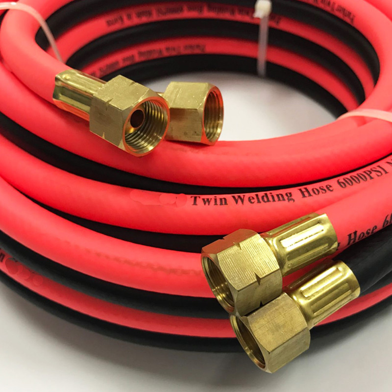 High Pressure 6.5mm PVC Twin Welding Hose Flexible Oxygen Acetylene Air Hose with Fittings