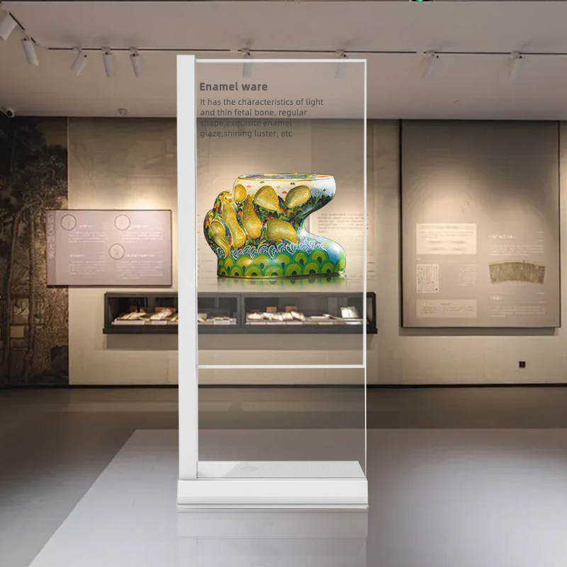 55 Inch Floor Standing Capacitive Touch Screen Advertising Display Transparent OLED Screen