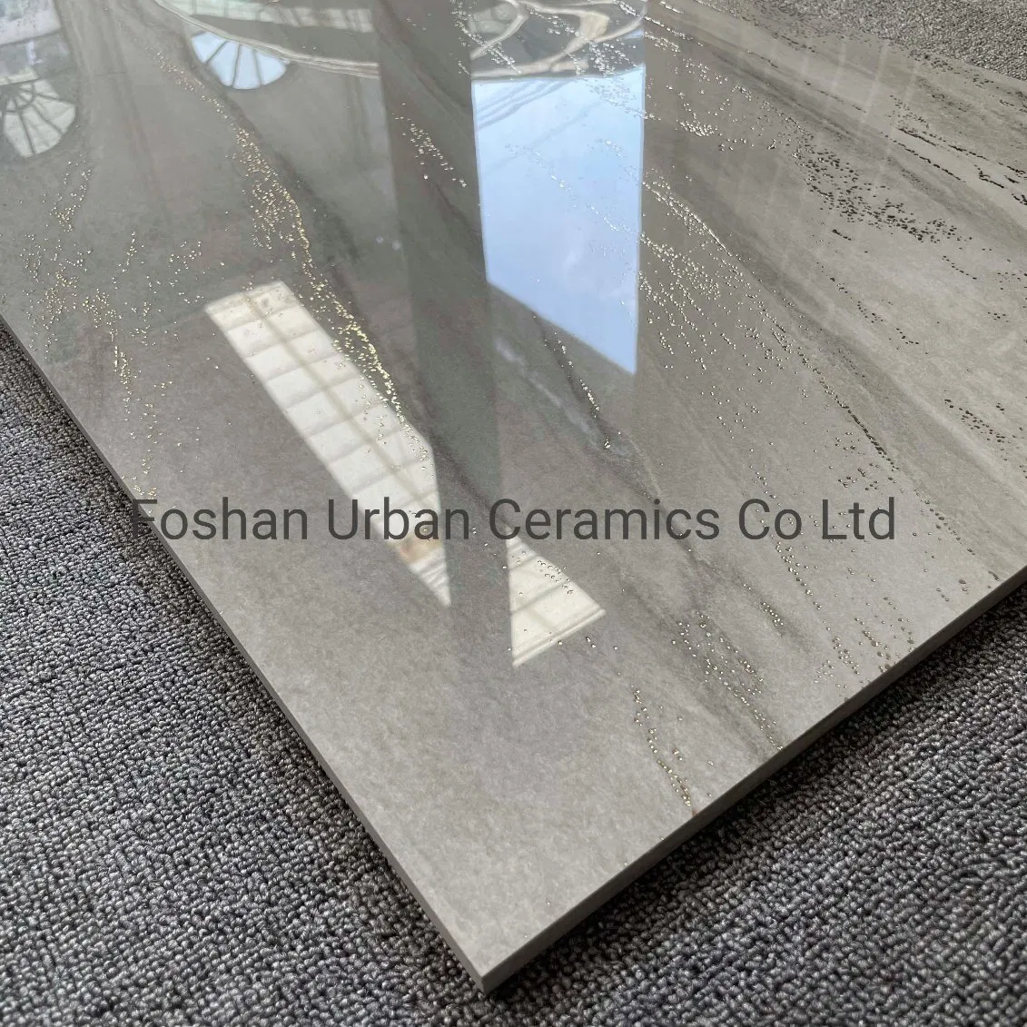 Ursg6012002 Foshan Popular Design 600*1200mm Vitrified K-Line Golden Silver Glazed Polished Full Body Porcelain Floor Wall Tile