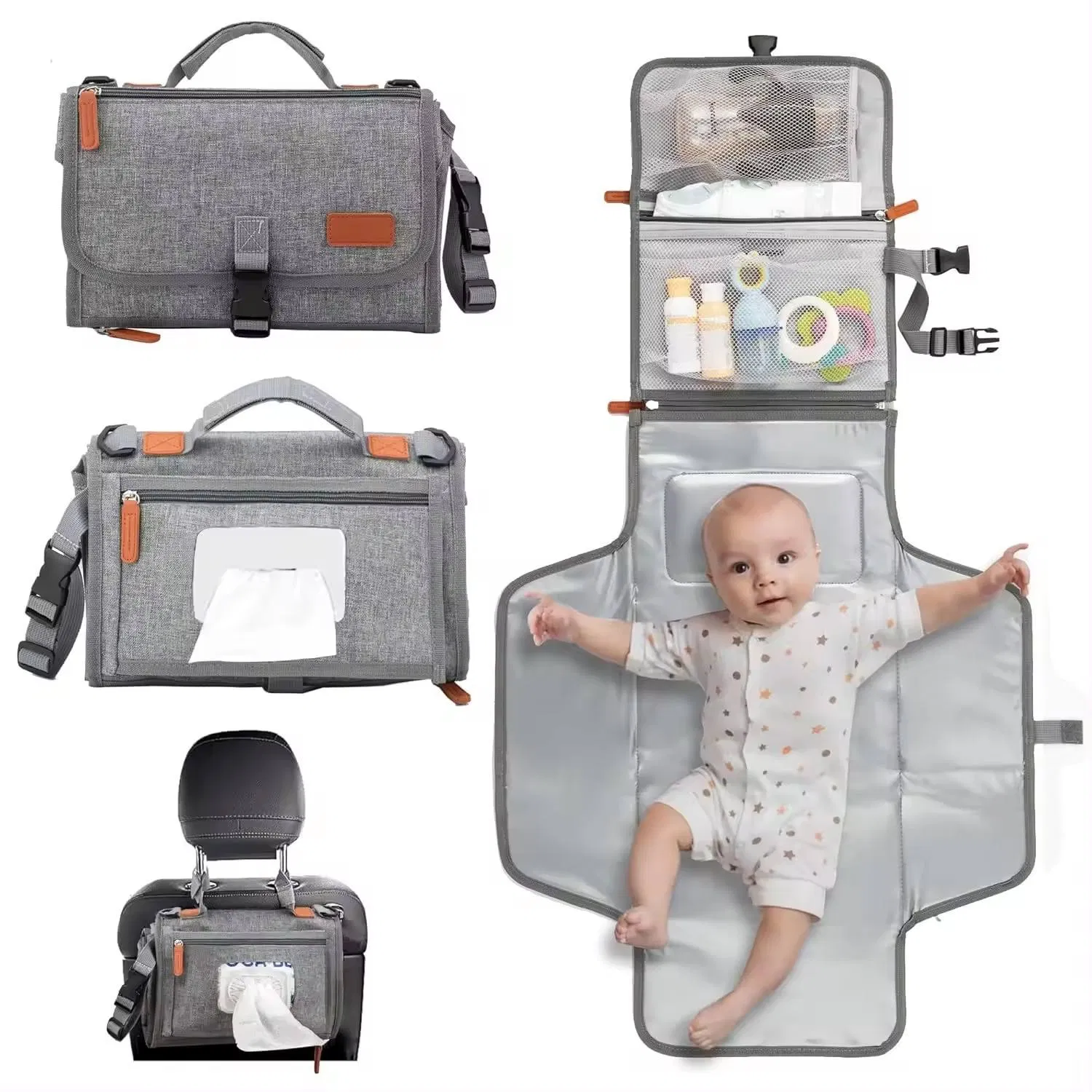 Hot Selling Travel Baby Portable Change Mat Bag Waterproof Baby Diaper Changing Travel Stylish Functional Customizable Logo