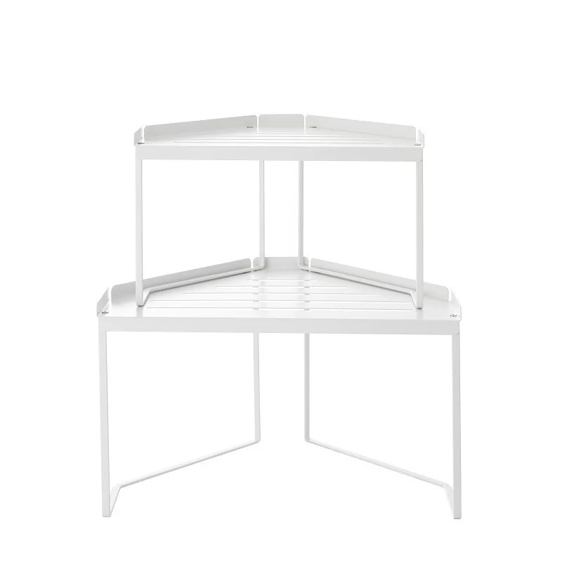 Metal Single-Layer Stackable Corner Storage Rack Kitchen Spice Storage Countertop Pot Holder