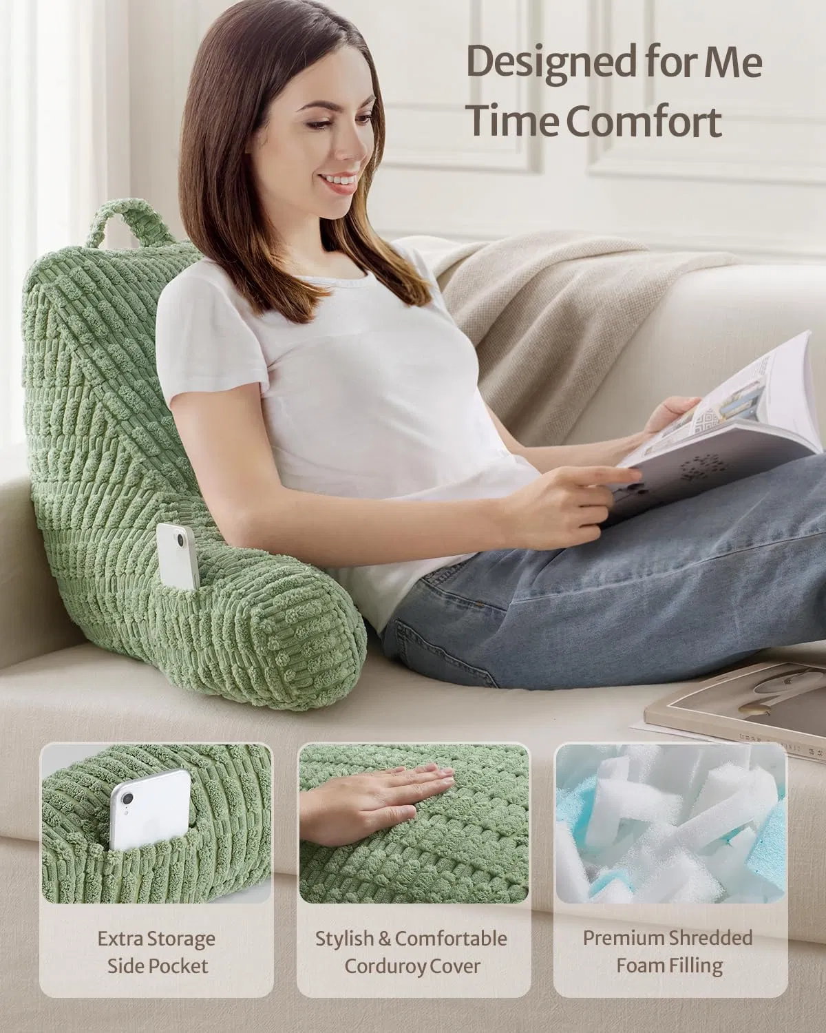 Reading Pillow, Stylish Wedge Pillow for Adult Children Backrest, Back Pillow