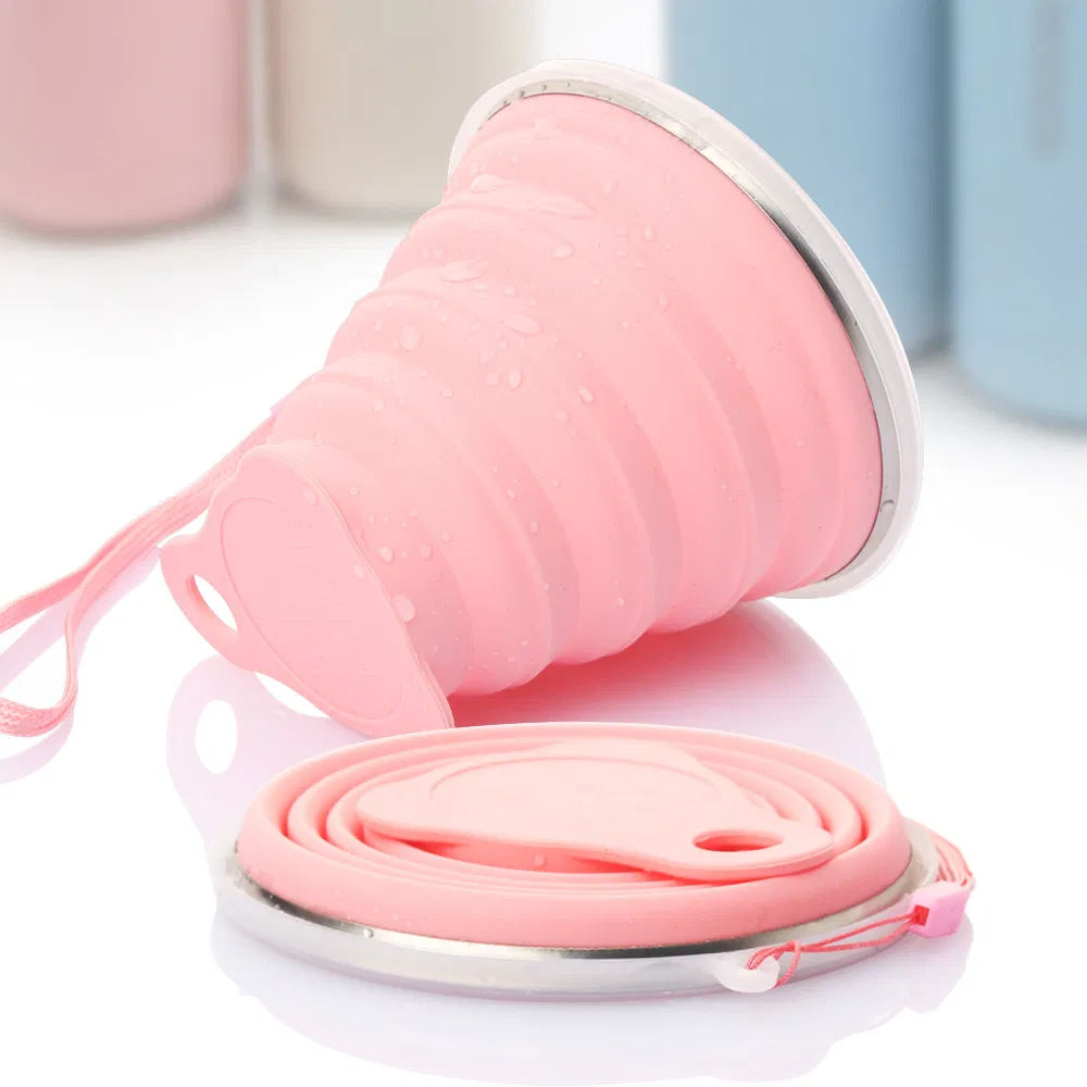 Wholesale Custom Logo Silicone Reusable Collapsible Coffee Folding Cups Folding Travel Mug