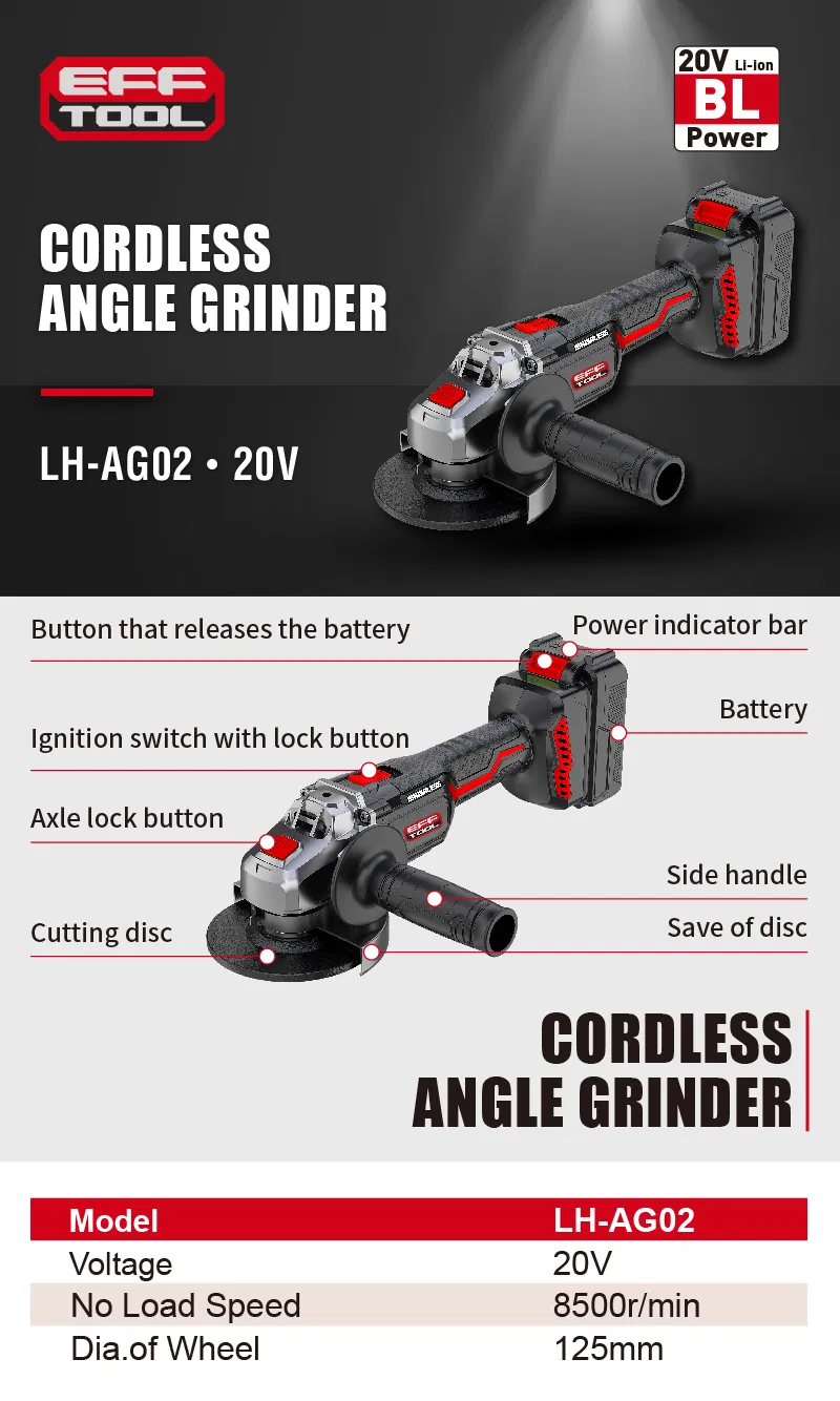 New Design Efftool Electric Power Tools Functional Brushless Agle Grinder