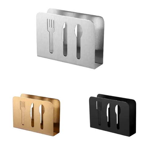 Commercial Square Shape Artistic Stainless Steel Restaurant Napkin Holder