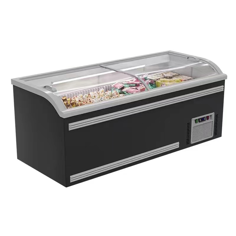 Auto-Defrost/Evaporation Visual Window Sliding Low-E Glass Lid Elitech Digital Thermostat 670L 15cnx. 2 Supermarket Display Combined Island Deep Freezer