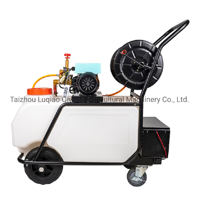 100L Trolley Type Battery Sprayer 48V60V Motor Electric Sprayer with Front Return Water Plunger Pump