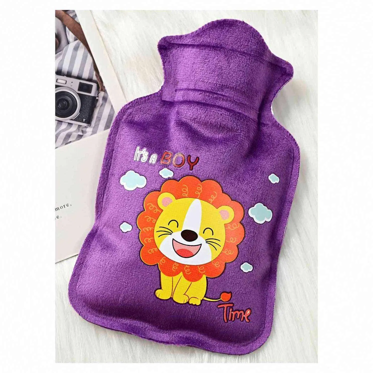 Hot Selling Flocking Rubber Cute Portable Leakproof Warmer Heat Cartoon Hot Water Bottle