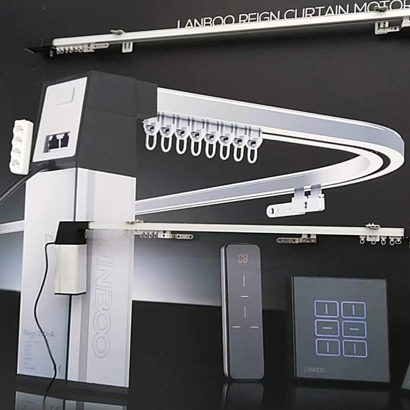 Wholesale Aluminum Silent Curved Straight Motorized Curtain Track Rail Set