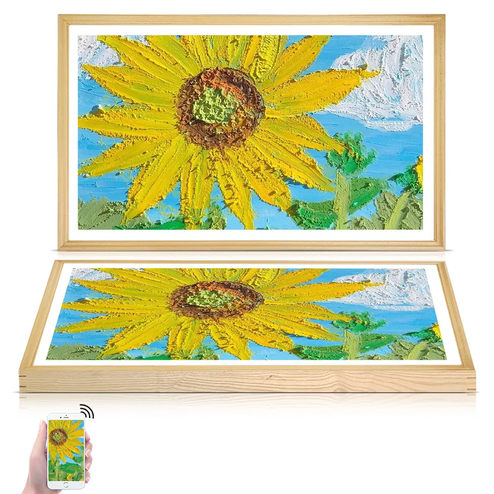 Цифровая фоторамка 27 дюймов, деревянная, Wi-Fi