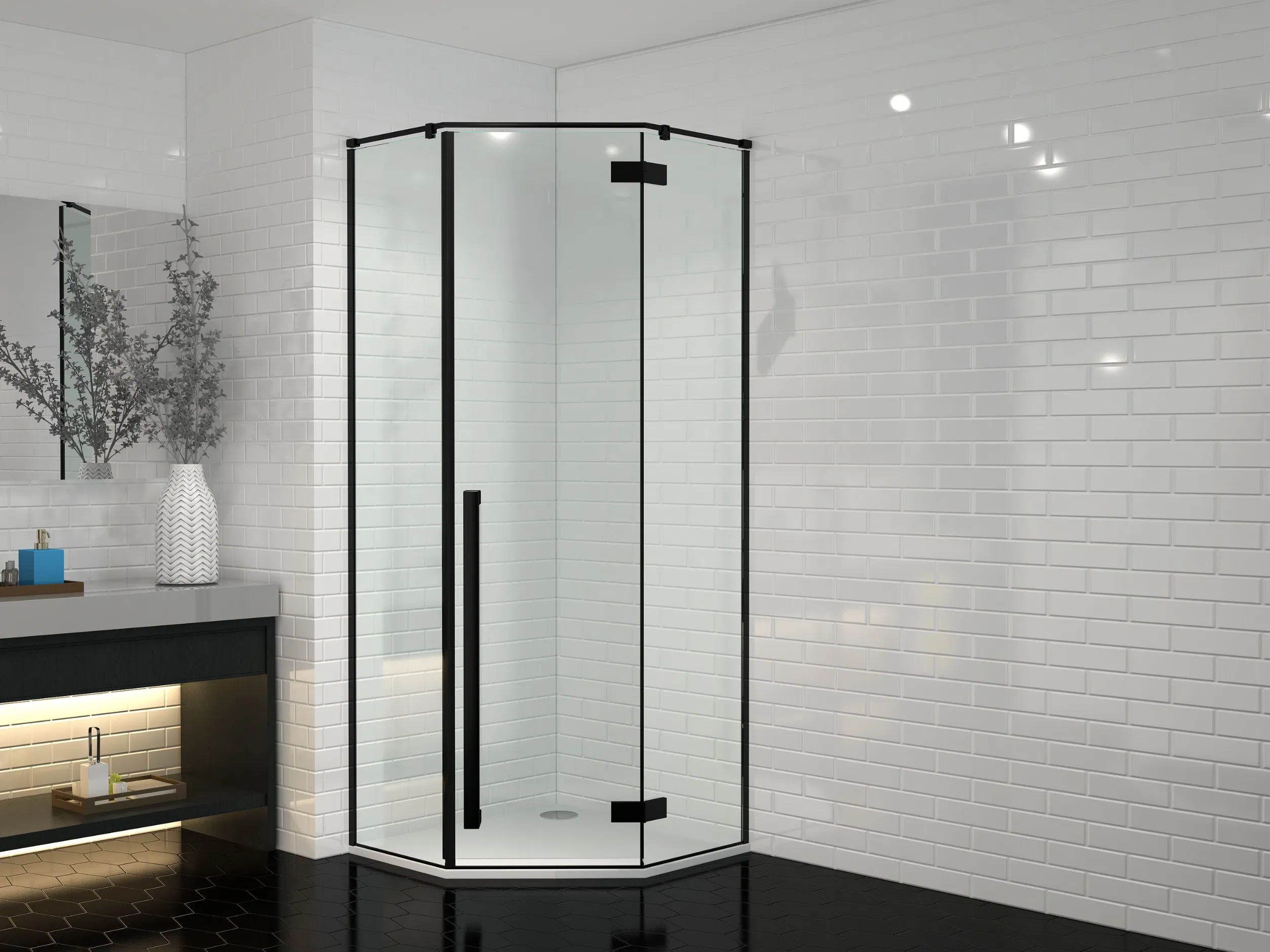 Popular Shower Enclosure Square Hinge Black Shower Cabin