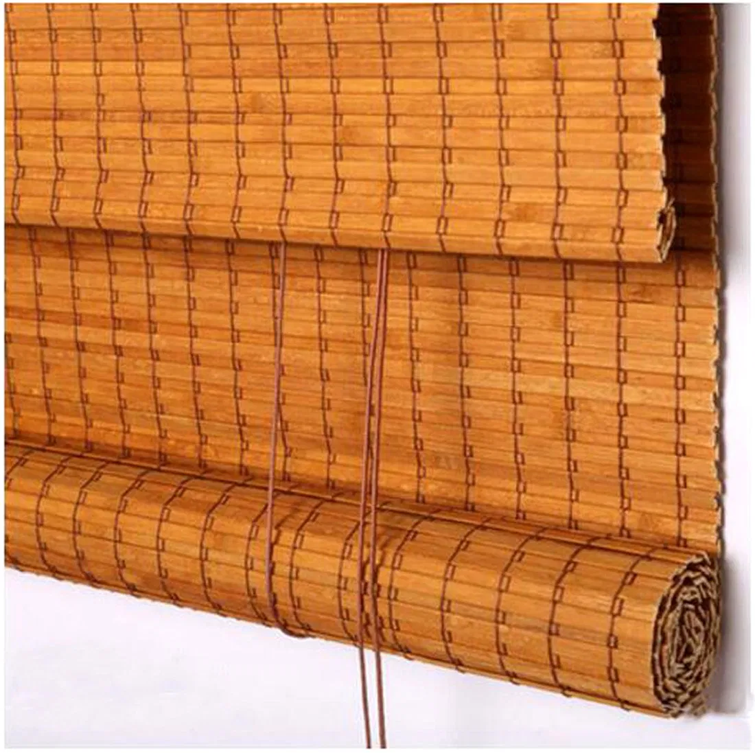 Cordless Bamboo Roman Rolling Matchstick Window Blinds Shade