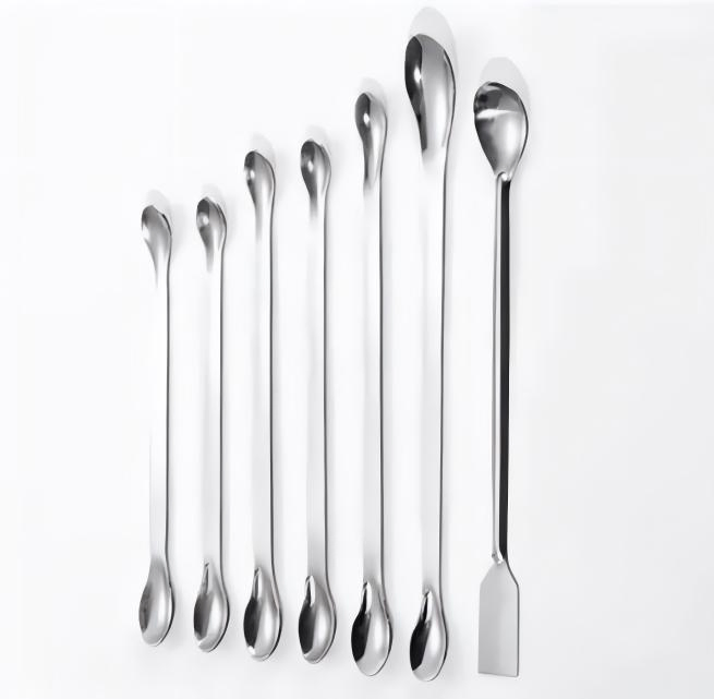 16cm 20cm 30cm Single/Double Bowl Powder Measuring Spoons Lab Sample Spoon Stainless Steel Medicine Spoon