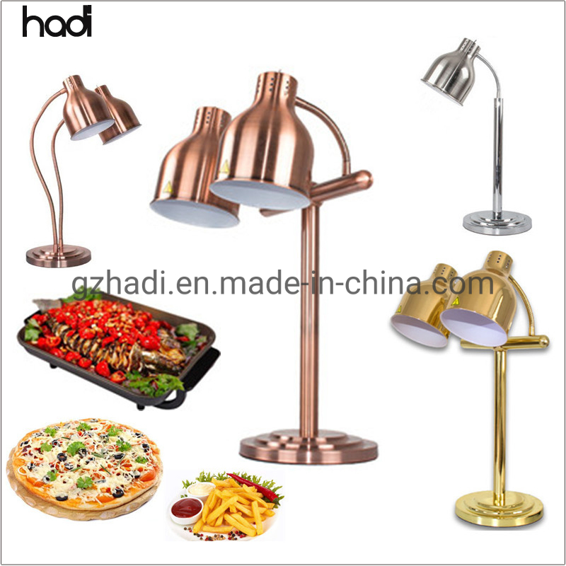 Hadi High Quality Restaurant Table Service Light Stainless Steel Commercial Gold Food Lamp Hotel Heat Buffet Food Warmer Light White Marble Standing Lamps
