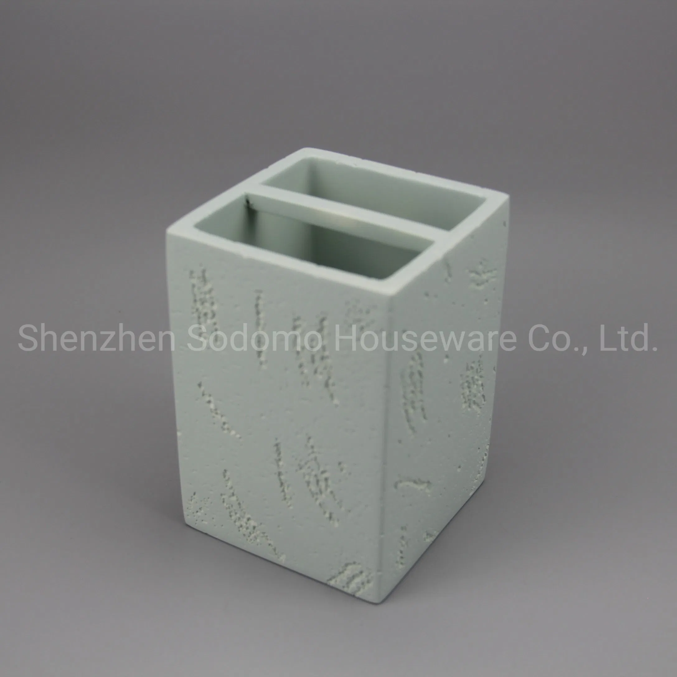 Top Selling Square Design Polyresin Bathroom Toothbrush Holder (BP5022-CDE)