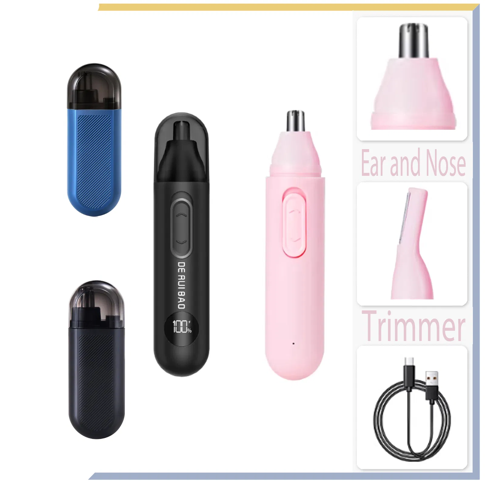 Feminine Beauty Care Device Pink Nose Hair Trimmer