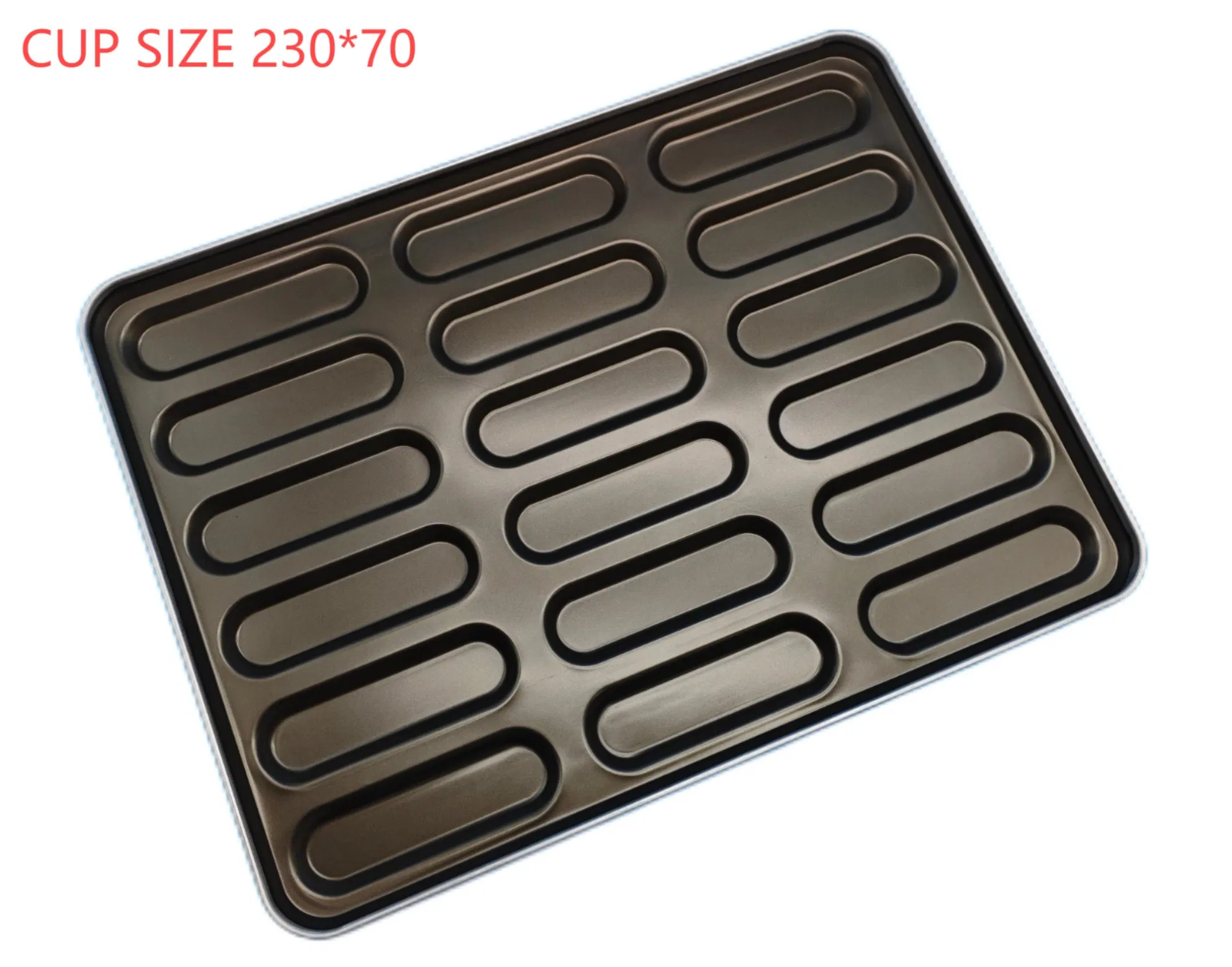 600X800mm Cup Size 230X70mm Band in Rim Aluminised Steel Hot Dog Tray