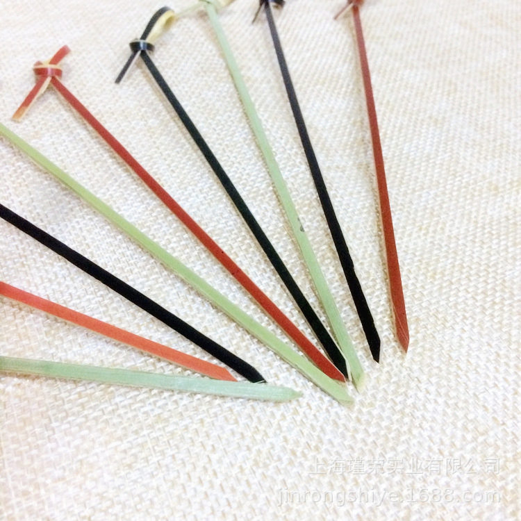 Wholesale Cheap Natural Knot Fruit Stick Bamboo Heart Shape Skewer with Bead 12cm Knot Skewer