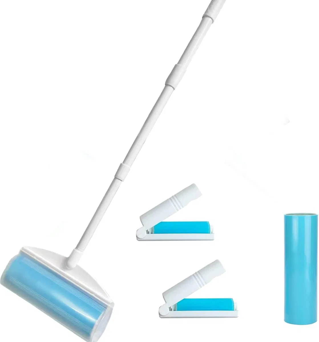 Reusable Manual Gel Sticky Picker Washable Pet Hair Lint Roller Pet Hair Remover with 3-Foot Extendable Handle for Home Cleaning Floor Couch Carpet Dusty Remova