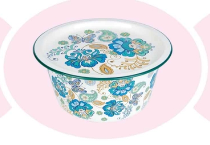 Household Extra-Thick Flat-Cover Printed Enamel Hand-Washing Bowl