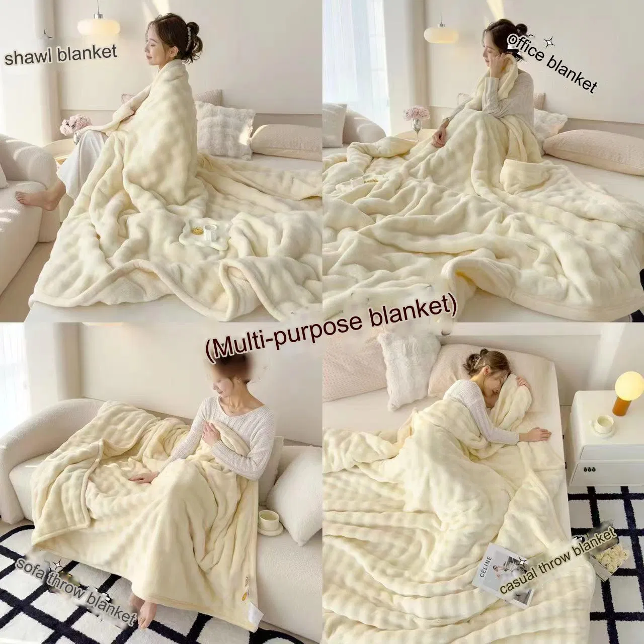 Теплый флисовый плед-накидка для дивана и путешествий