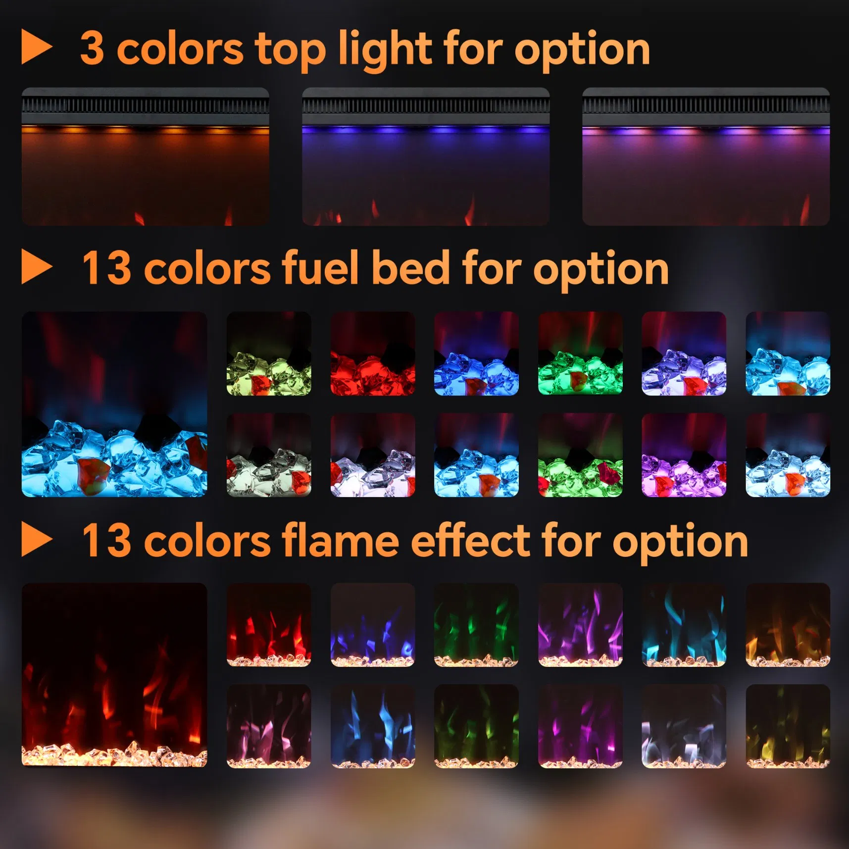 Factory Direct Multi-Color Flame Adjustable Sound Electric Fireplace Compatible for Hotel
