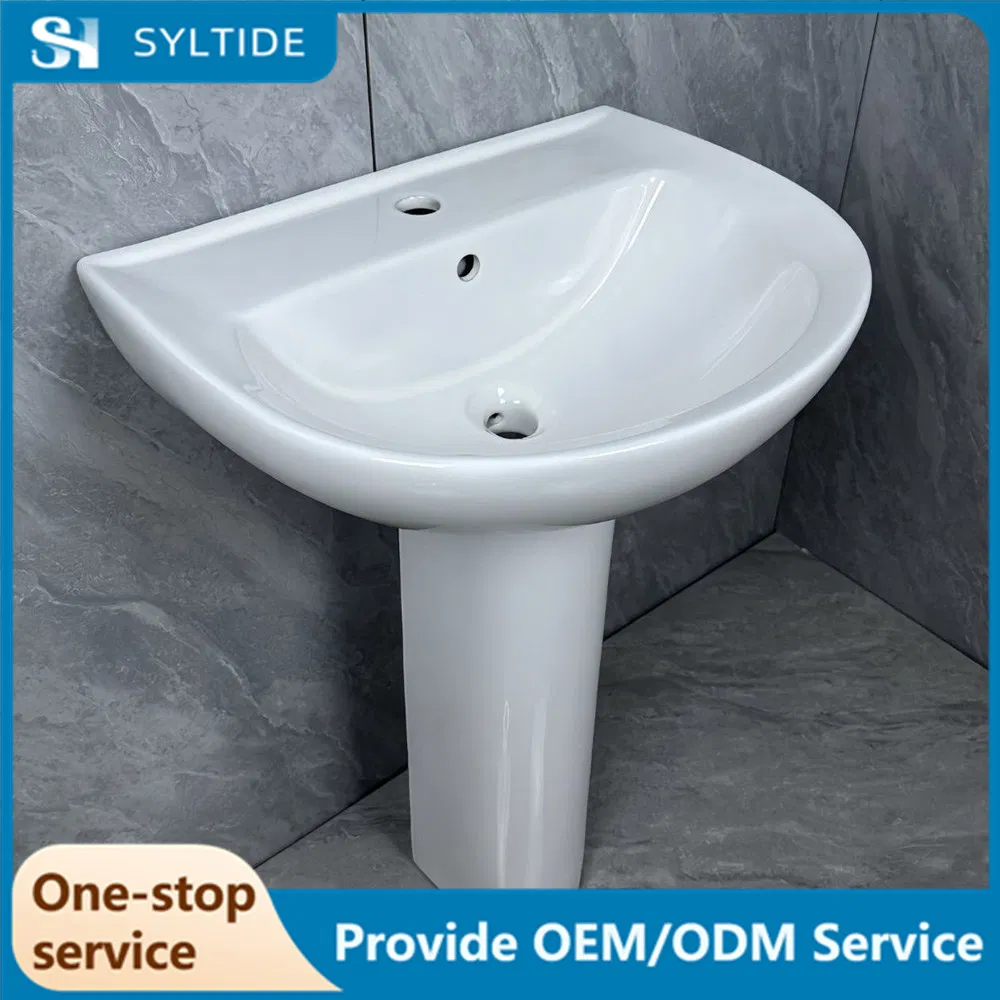 Chaozhou Luxury Bathroom Vanity Ceramic Pedestal Basin Sink Two-Piece Hand Wash Basin