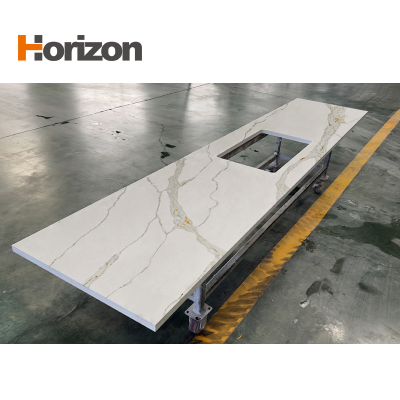 Artificial Low Silica Kitchen Counter Top Quartz Stone for Corner Cabinet Quartz Stone Slab Countertop More Affordable Compare with Mable and Granite