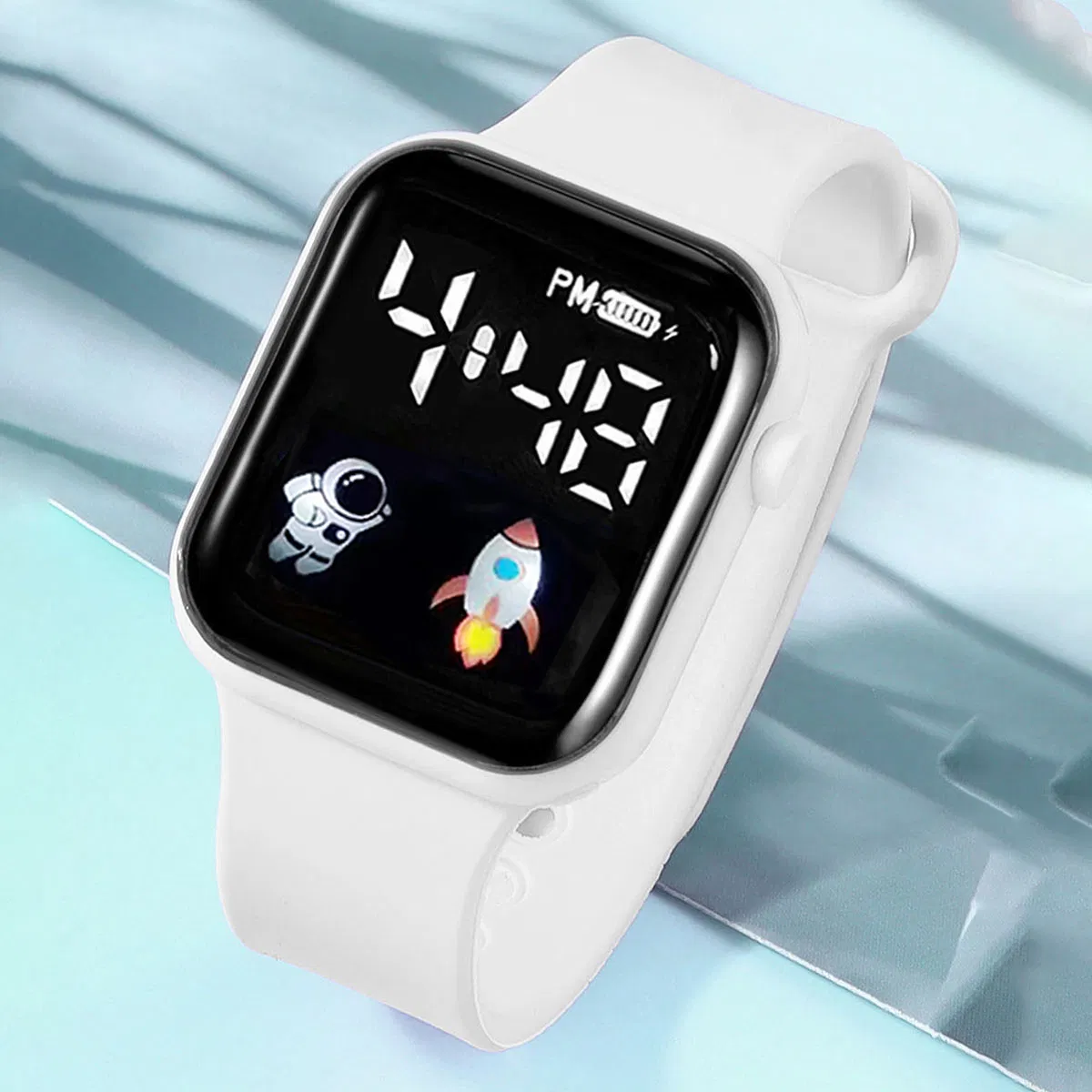 Watch Set Gift Cute Silicone Square White Cartoon