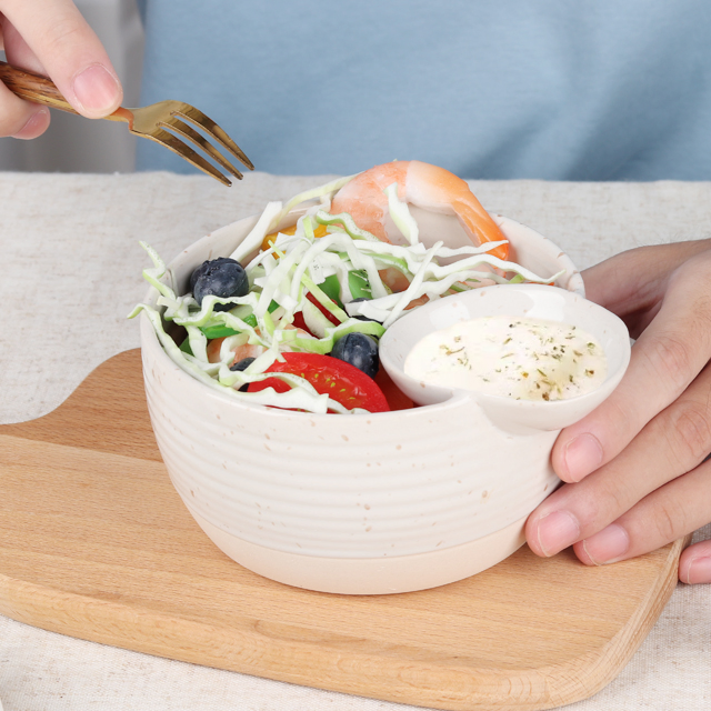 Ceramic White Chip and DIP Cereal Bowl Breakfast Soup and Side Cracker Dishes Sets Soup and Sandwich Bread Dipping Bowls