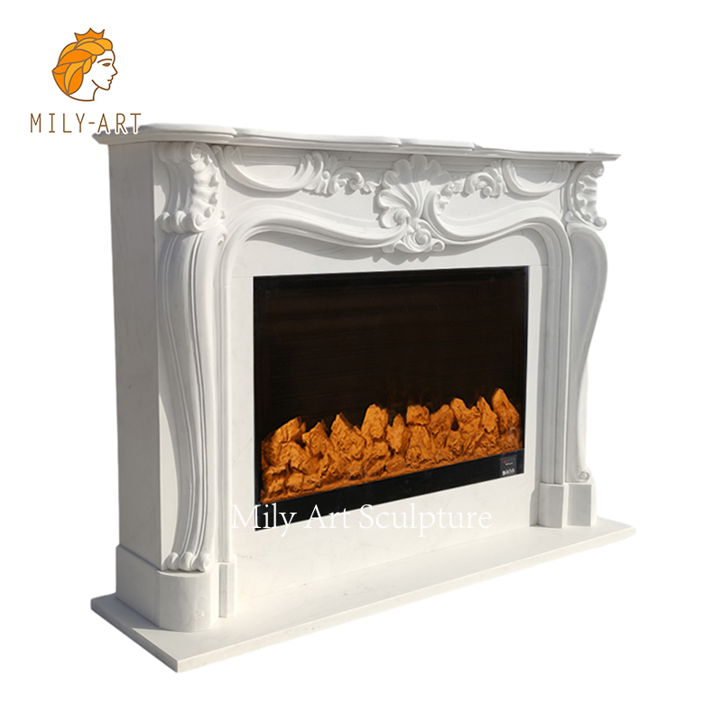 Factory Indoor Stone Caving Sculpture White Marble Fireplace