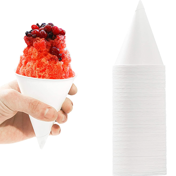 Disposable Snow Cone Cup Wholesale Snow Beverage Paper Cup Cone Ice Cream Cup