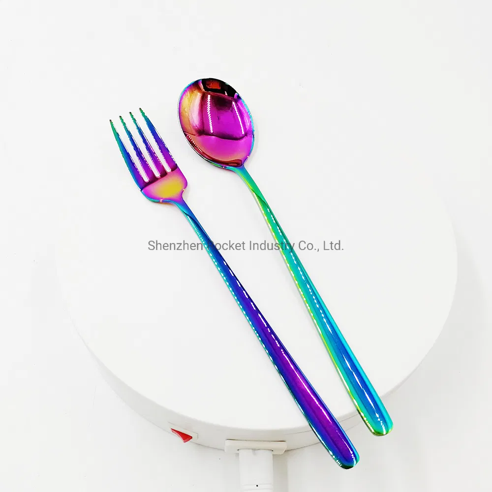 New Style Spoon Cheap Changed Color Stainless Steel Spoon and Fork Price