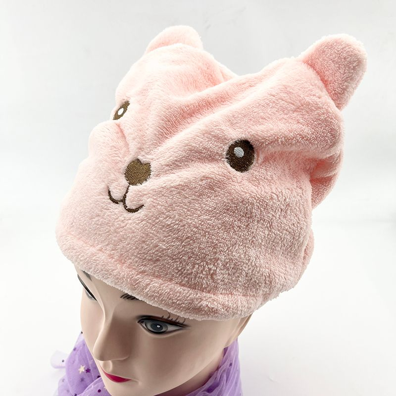 Custom Cute Pink Polyester Reusable Elastic Bath Hair Shower Cap for Women