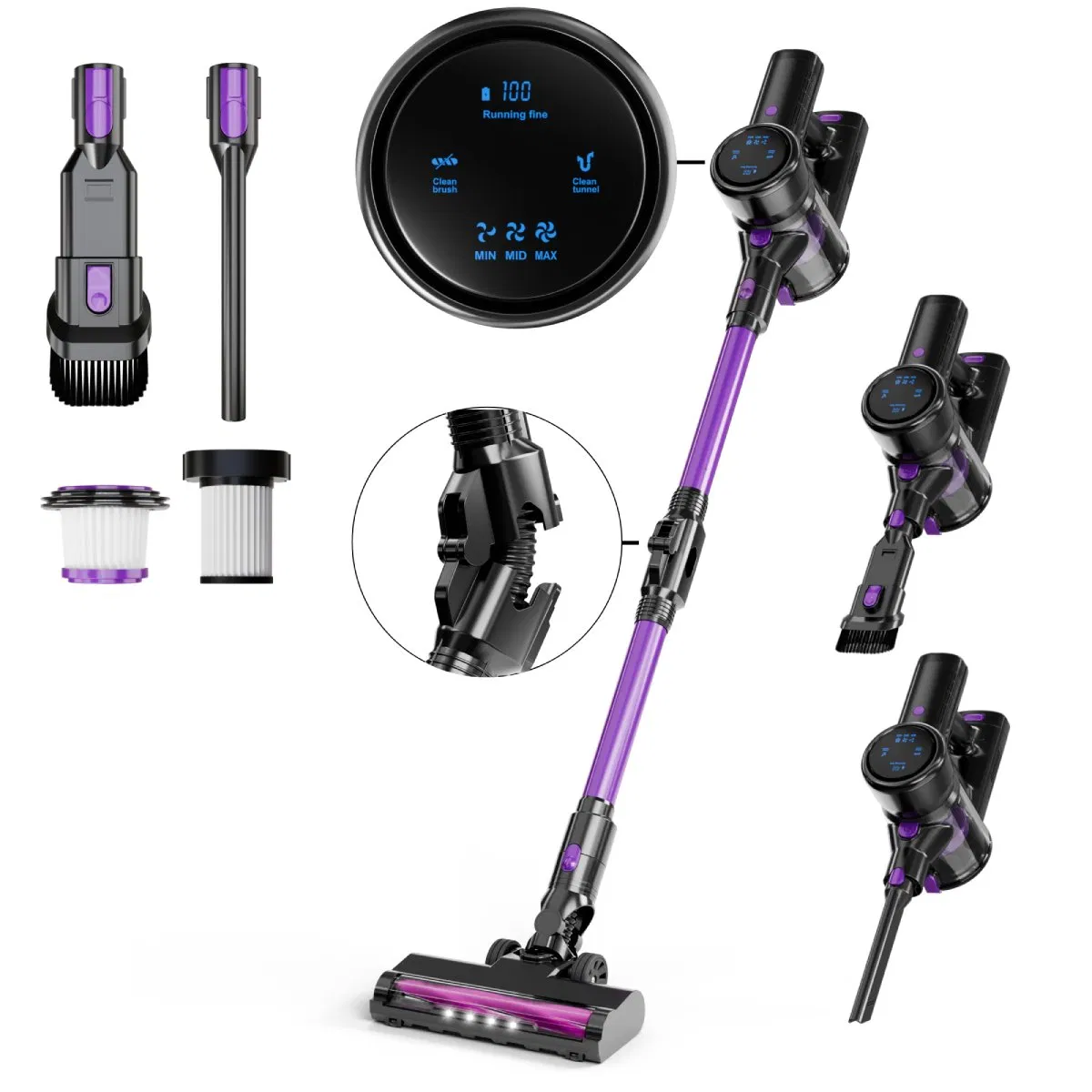 Cleaning Product Commercial 200W Brushless Motor Upright Cordless Carpet Floor Handheld Car Vacuum Cleaners for Home