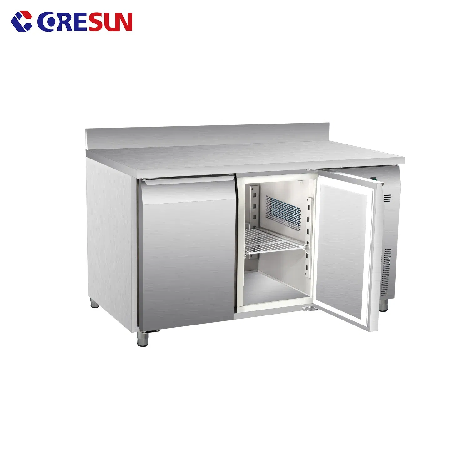 Commercial Double Door Refrigerated Base Kitchen Refrigerator with Backsplash