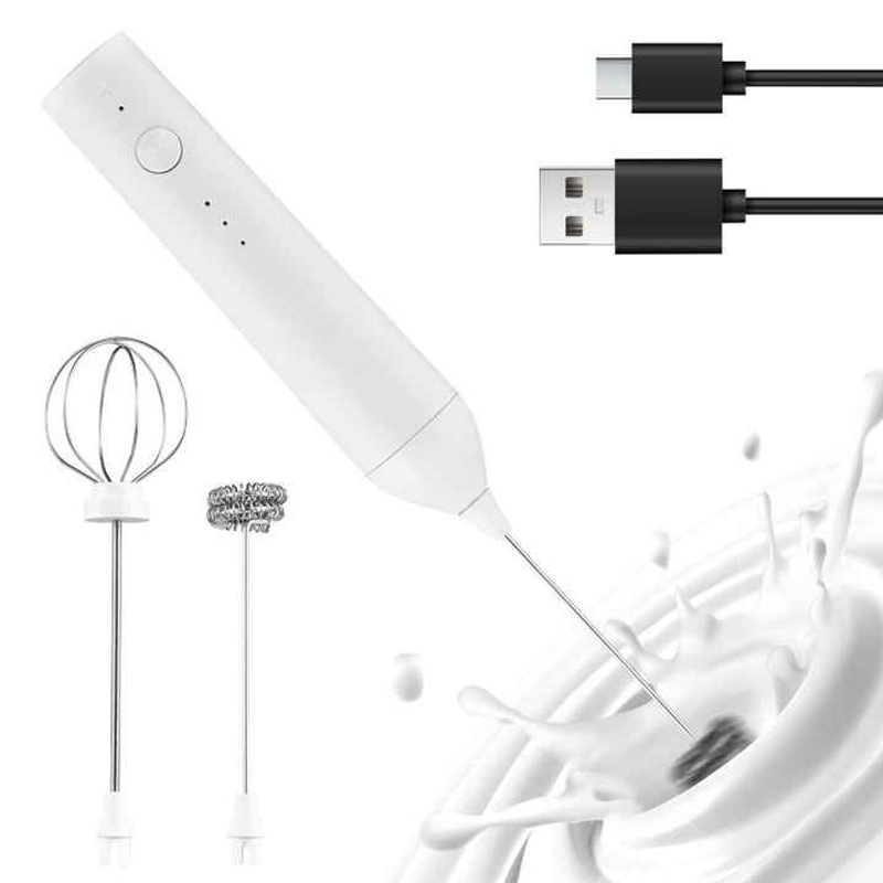 Rechargeable Wholesale Handheld Electric Milk Frother 2 Whisks Custom Logo Mini Mixer