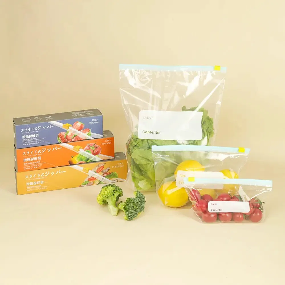 Leakproof Label Bags Sealable Kitchen Refrigerator Food Storage