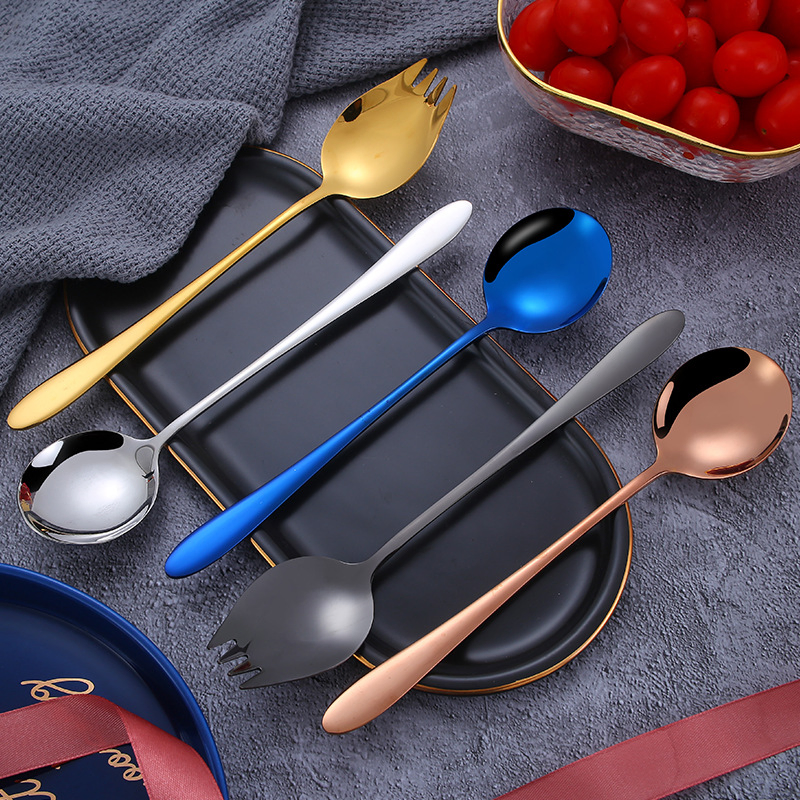 China Wholesale Kitchenware Product Coffee Spoon Stainless Steel Large Gold Matte Serving Spoon
